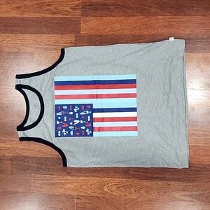 GAP KIDS boys XXL 14/16 Gray American Flag Americana Patriotic Summer Tank Top